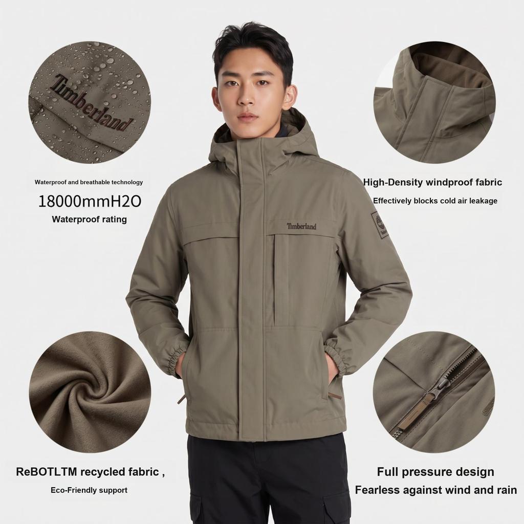 Timberland Functional Outdoor Hooded Zip-Up Long Sleeve Hiking Jacket Men Jacket A695W-BK0