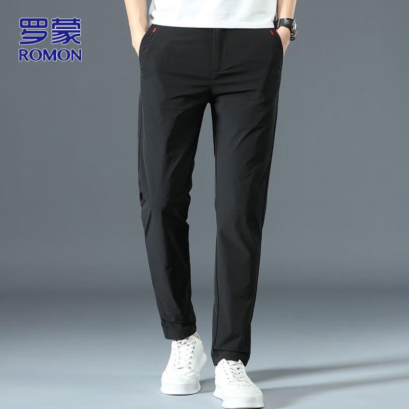 ROMON Men's Ice Silk Straight Casual Pants