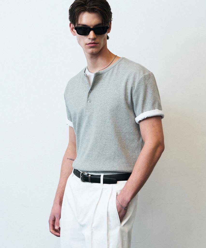 Beulleieo Intense Heavy Rib Henley Neck T-Shirt [M.Grey]