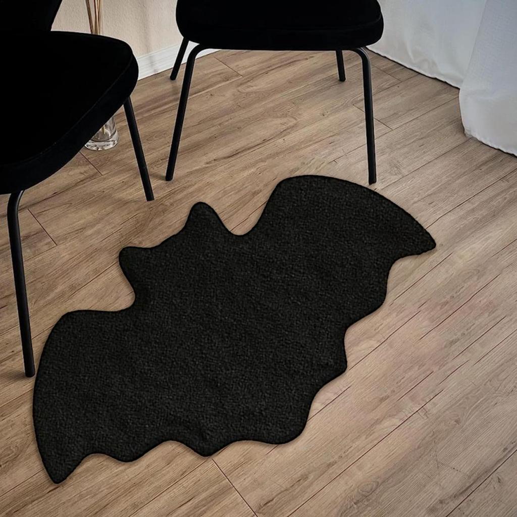 Halloween Bath Mat Horror Bat Rug 15.75x23.62 Inch Gothic Non Slip Door Carpet For Bedroom Kitchen Garage Entrance Door Floor