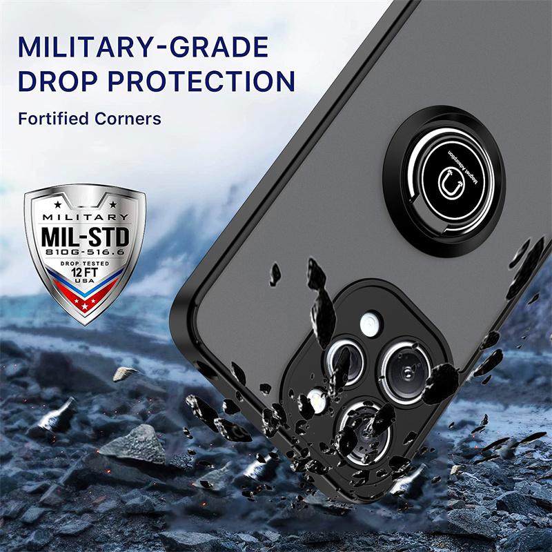 Matte Armor Hard PC Case For Xiaomi Redmi 12 4G 5G Car Magnetic Holder Ring Kickstand Phone Cover for Redmi12 Shockproof Funda