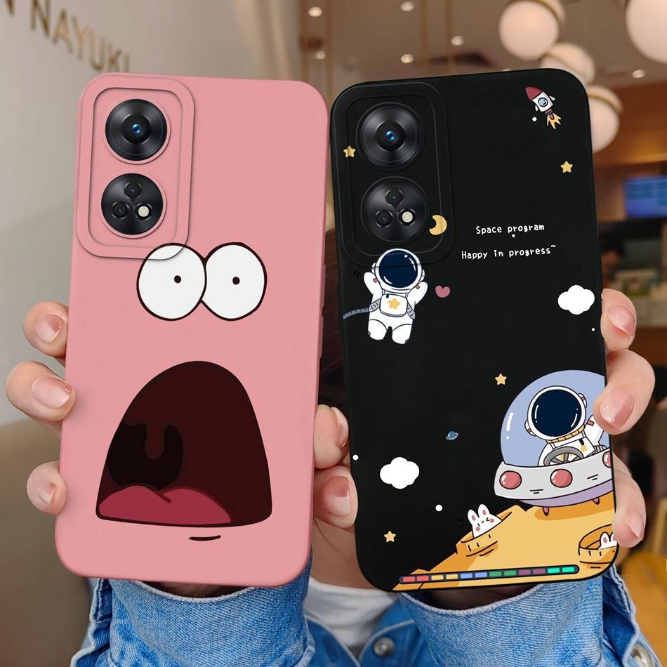 Phone Case For OPPO Reno 8T 4G 5G 8Z 8Lite Cover Cartoon Camera Protection Liquid Silicone Bumper For OPPO Reno8 T Fundas Gift