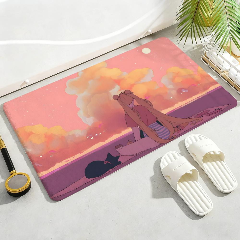 ANIME S-SAILOR-MOON Floor Mat Soft Thickened Non-Slip Door Mat for Living Room Home Decor Flannel Rugs