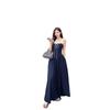 Design-Sense Spitzen-Patchwork zum Binden Camisole-Kleid, Damen 2025 Sommer Chic Schlankmachendes Langes Kleid