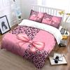 "Pink Leopard Bow Set Decor" Soft Skin-Friendly Bedding Set Includes 1 Duvet Cover And 2 Pillowcase Gift