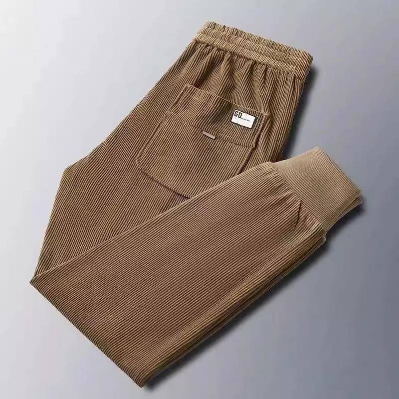 Men's Autumn Trend Corduroy & Velvet Tapered Pants - Versatile, Loose-Fit, Hong Kong Style Casual