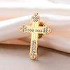 Christian Catholic Cross Lapel Pins Men Women Brooch Clear Zircon Stainless Steel Metal Pins Backpack Badges Religious Jewelry