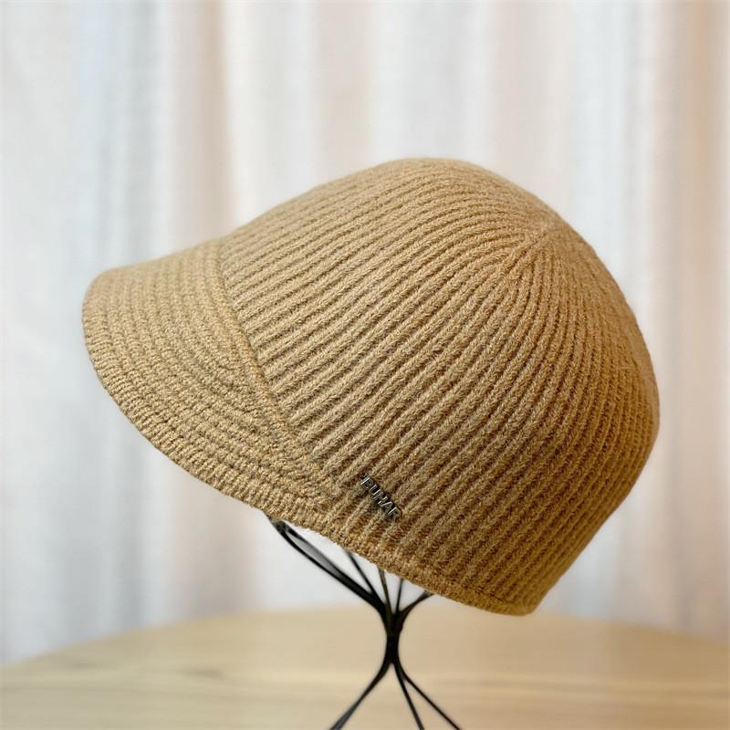 New Women's Duck Tongue Hat Autumn And Winter Fashion Sense Striped Small Headband Ladies Knitted Equestrian Hat