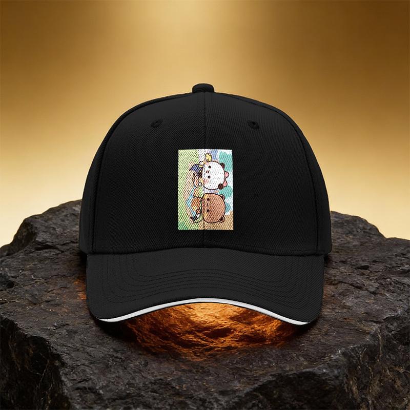 Cute Red Panda Drinking Tea Pattern Hat, Unisex Printed Baseball Cap, Sandwich Brim Snapback Sports Cap, Suitable for Daily Comm