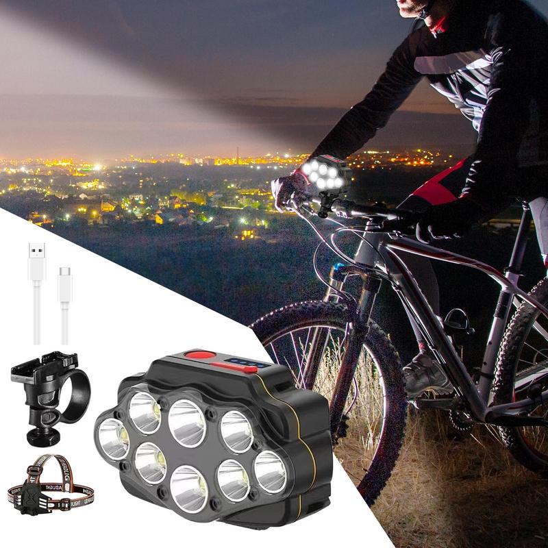 USB Cycle Headlight Super Bright LED Cycle Headlight Front Light 360 Rotatable Cycle Light With 8 Lights Waterproof Cycle