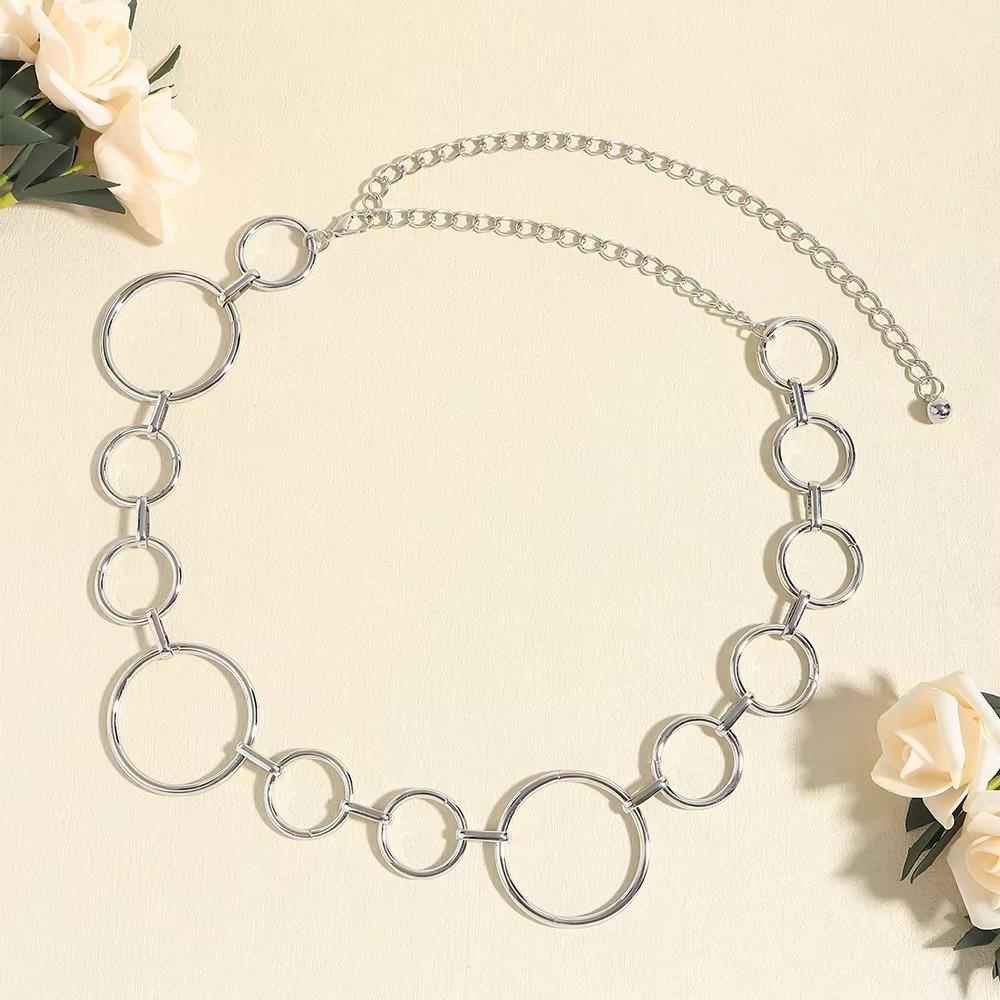 Luxury Women's Waist Chain Large Circle Shape Hollow Ring Waist Chain  Fashion Accessories Belt