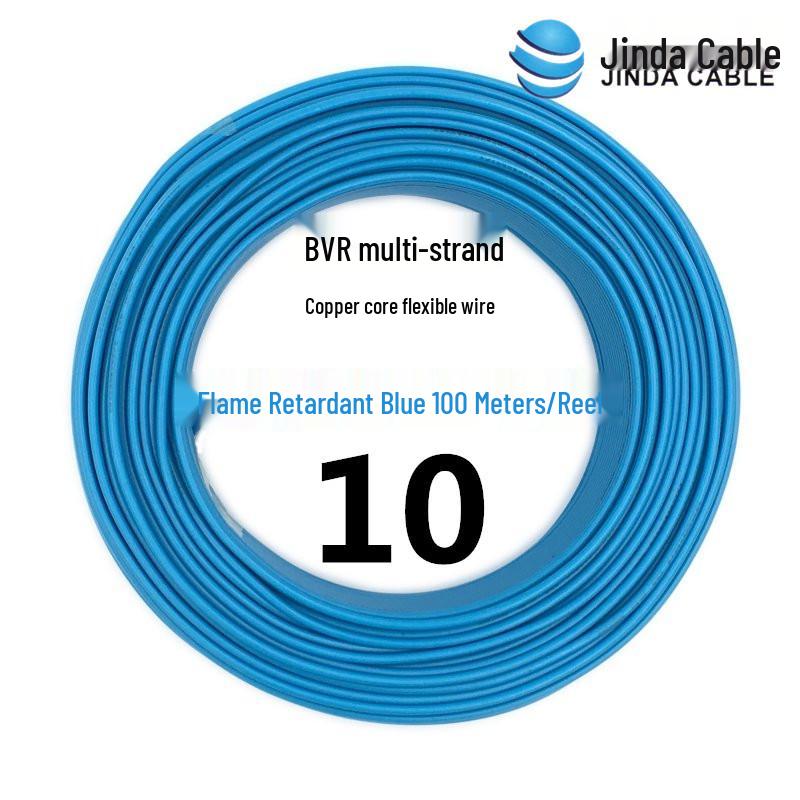 Jinda BVR Flame Retardant Single Core Multi-Strand Copper Wire 10/16/25mm² - Home & Industrial Use.