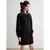 ELLE Elegant Black Diamond Chain Long-Sleeve Dress