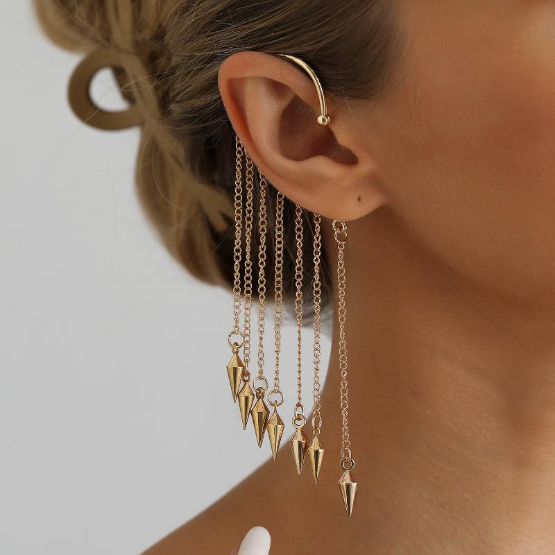 Non Pierced Metal Tassel Ear Hook Earrings 1Pair Without Ear Hole Elegant Fashion Jewelry for Women Work Attire