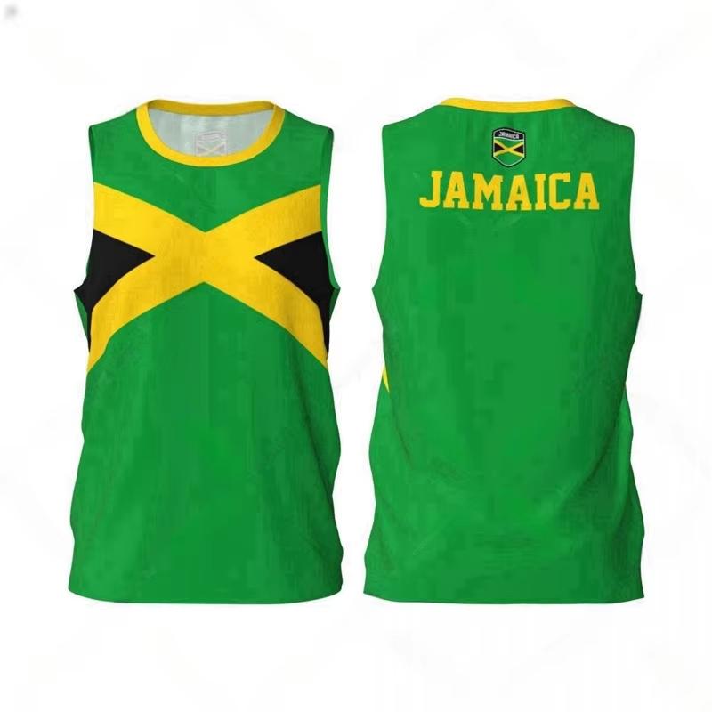 Jamaica Style Flag Graphic Tank Tops Simple Fashion 3D Printed Basketball Jersey Tops Tee Loose Sports Sleeveless T Shirts Vest