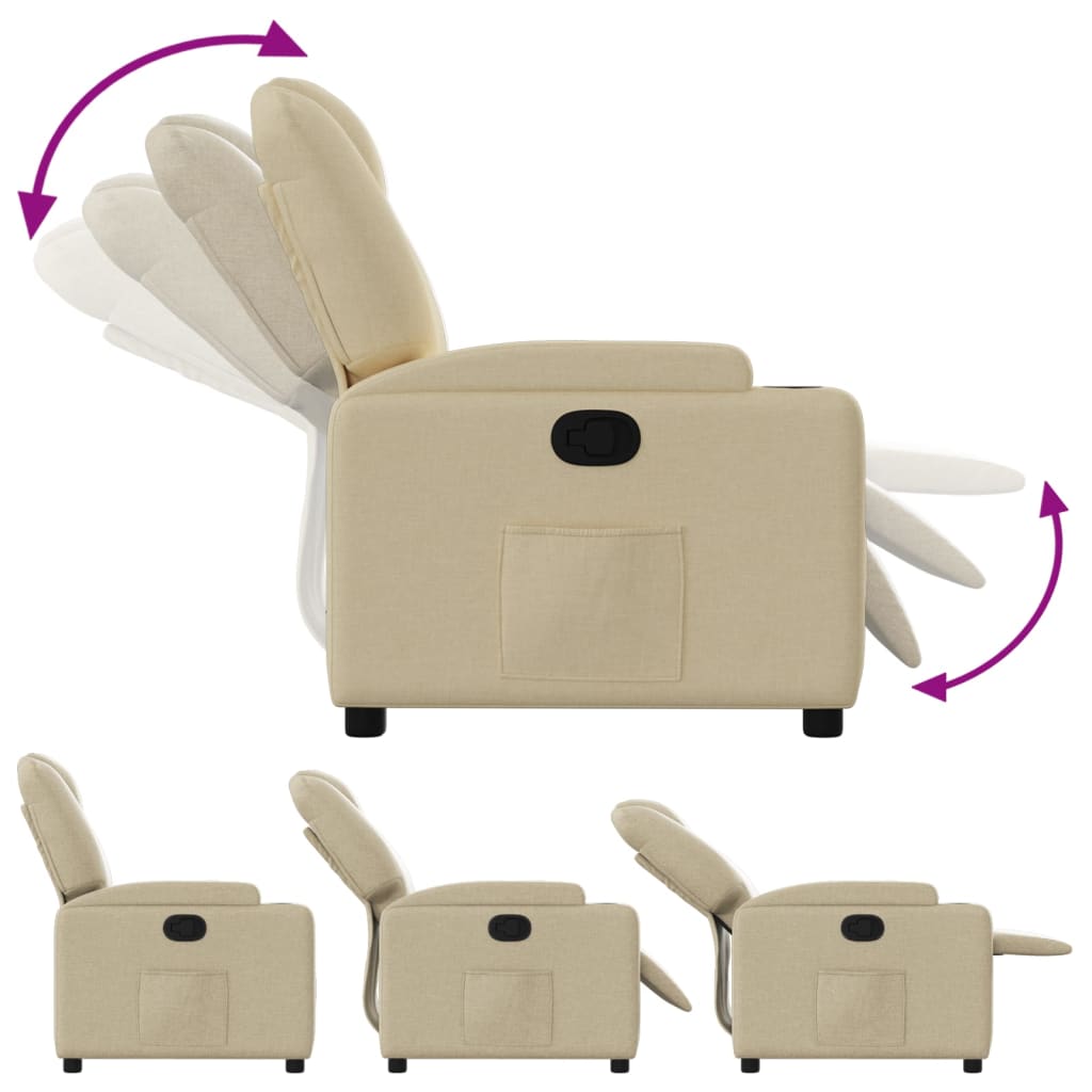 Cream Fabric Recliner Chair