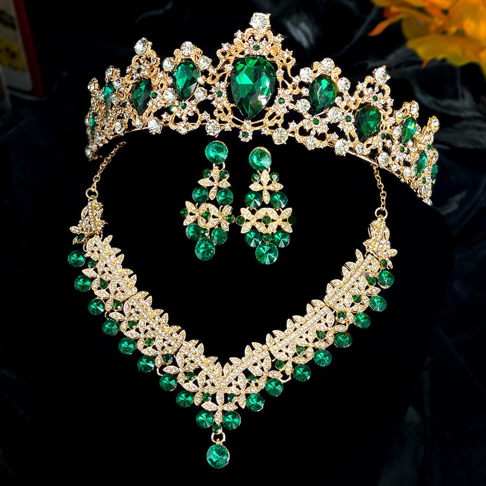 Новый Свадебный Головной Убор Ожерелье Набор из Трех Предметов Корона Свадебные Аксессуары Модный и Элегантный Свадебный Набор