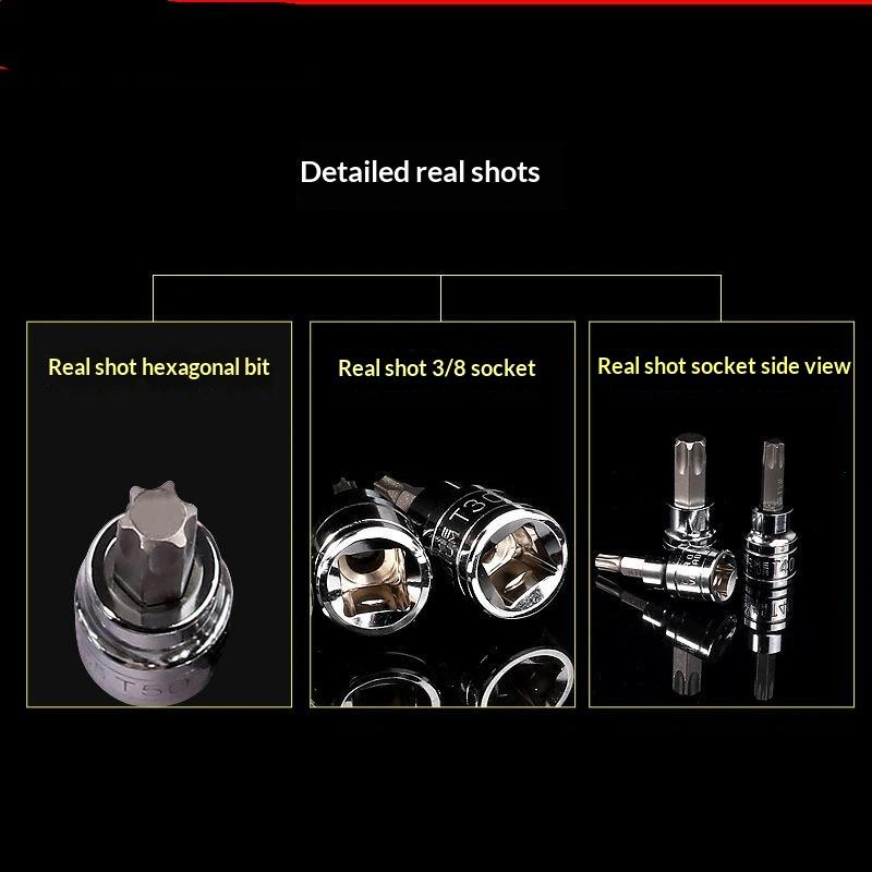 3/8 Inch Hex Allen Bit Socket Set Sturdy Metric Drive Drill Sockets Tool Kit for Professional Electrician Maintenance Work