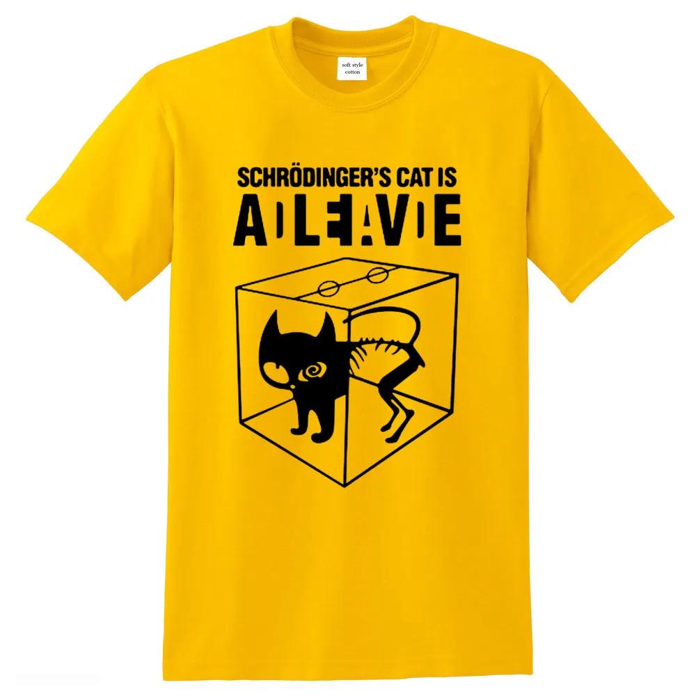 Men's T-shirt Top Quality Cotton Schrodinger's Cat Print Men T Shirt Crew Neck Casual The Big Bang Theory Mens Tshirt Geometric