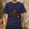 2026 New Pure Cotton Tshirt A Ruckus With The Cowboy Western Style Print Crew Neck Short Sleeve Casual Top