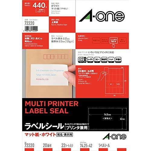 A-One Label Sticker 20 sides 22 sheets 72220