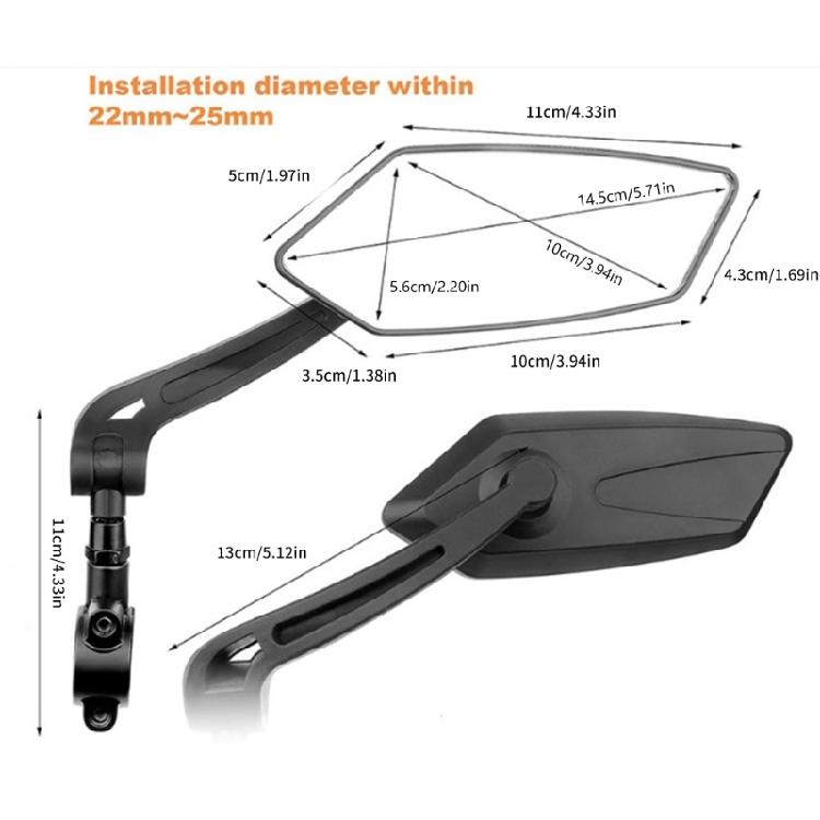 Rearview Bicycles Looking Glass Set Revolving Safe Rearview Looking Glass Accessories for Mountainous Region Bike
