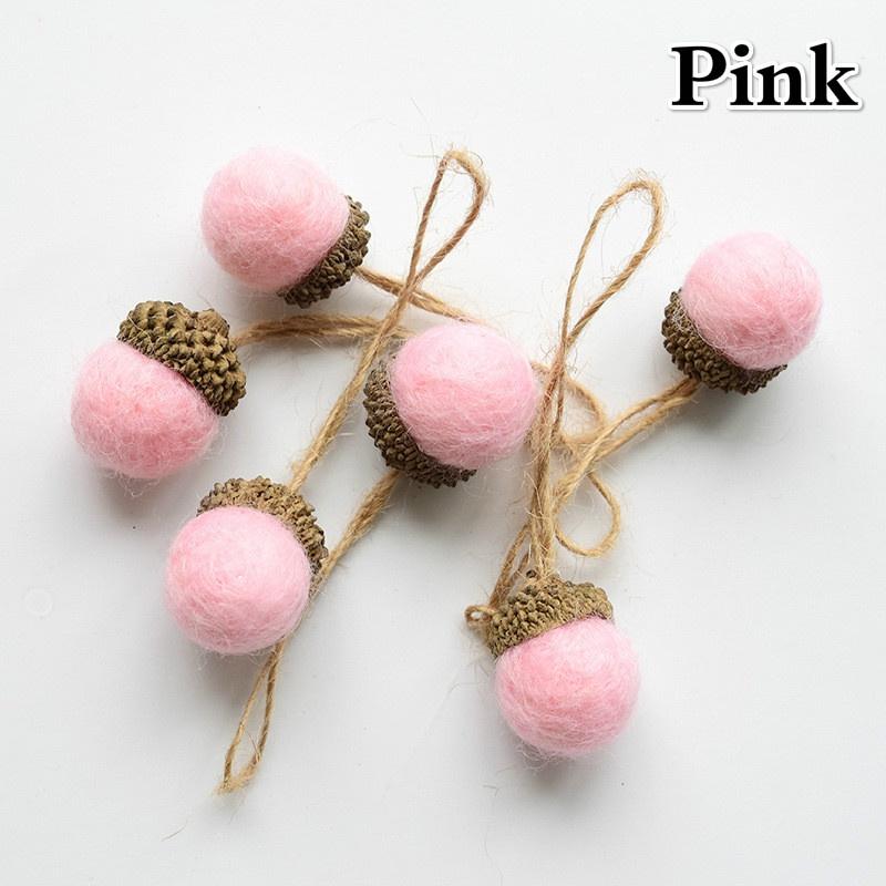 6pcs/set Wool Felt Pine Cone Acorn Pendant Christmas Ornament DIY Craft
