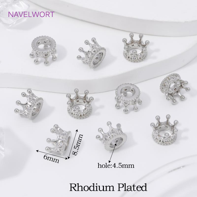 

5/10Pcs 18K Gold Plated Crown Beads Separators,Brass With Zircon Spacer Beads For Bracelets Making,DIY Jewelry Making Supplies 5 Pieces