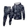 Men's Printed Hooded Sweatshirt And Sweatpants Casual Sports Suit