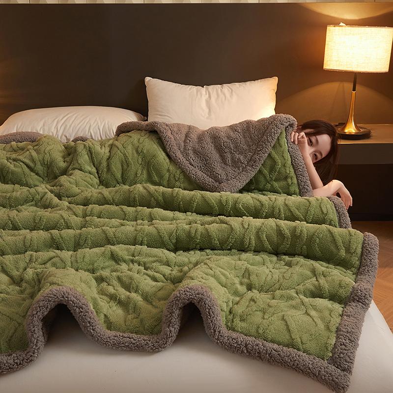 Thick Warm Taffeta Fleece Winter Blanket for Bed Geometric Pattern Soft Sofa Throw Blankets Queen Size Plush Bedroom Bedspread