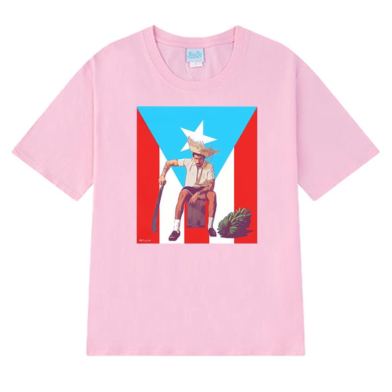 2025 New Bad Bunny Puerto Rico Flag Graphic Short Sleeve T-shirts Men Women Fashion Y2k T Shirt Unisex 100% Cotton Clothing Tops