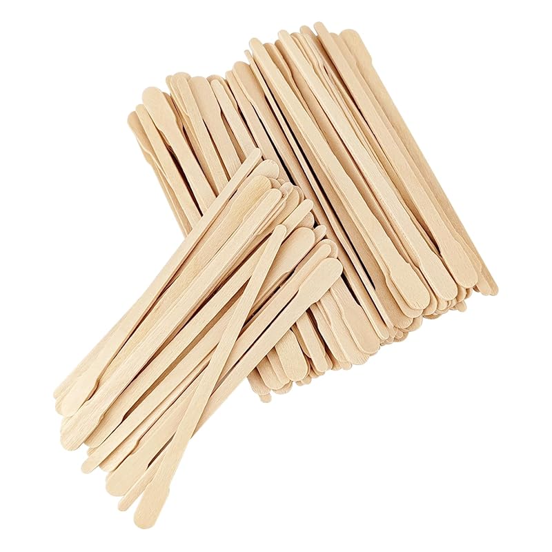 200 Pcs Wax Sticks, Wooden Waxing Sticks, Wax Strips, Eyebrow Wax Sticks, Small Waxing Applicator Sticks for Hair Removal, Facial, Smooth Skin (200 100 Pack