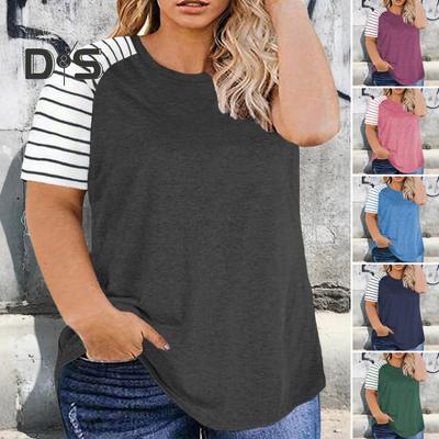 Women T-shirt Round Neck Raglan Short Sleeve Tee Shirt Plus Size Loose Fit Basic Tops Summer Casual Wear