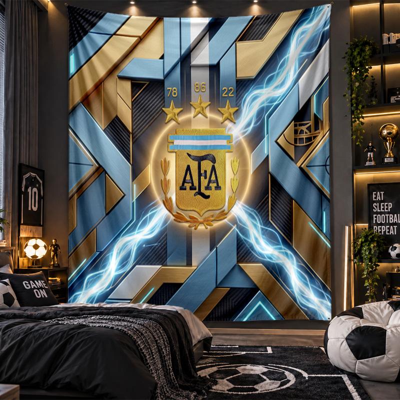Wall Hanging Tapestry Argentina Football Print Cloth for Living Room Bedroom Home Decor