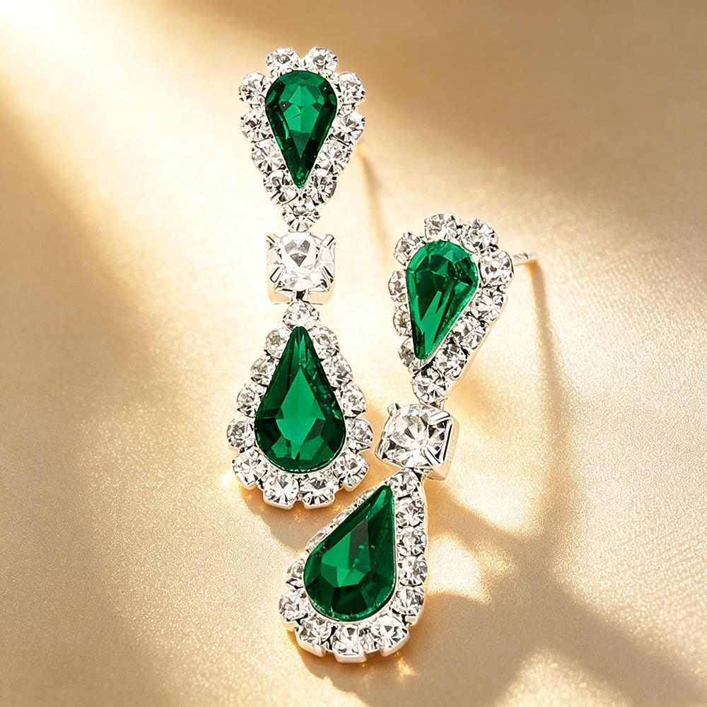 Elegant Zirconia Teardrop Earrings - Retro Court Style for Women