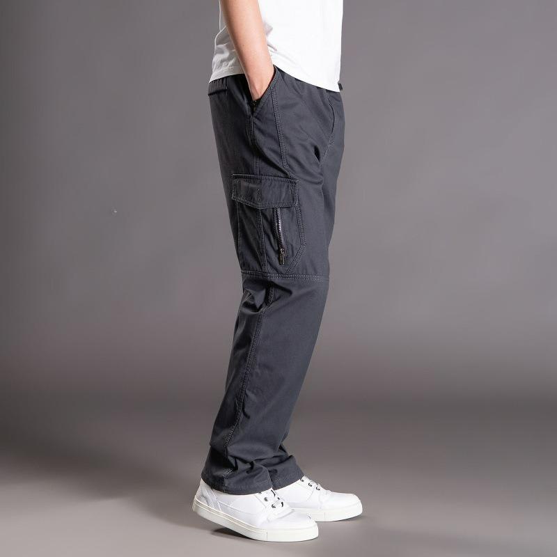 

Men s Pants Loose Large Size Straight-leg Pants Men s Pants Autumn and Winter Pure Cotton Tooling Casual Long Pants 6XL сірий