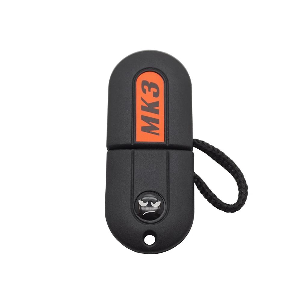 Xinyuexin New Smile Sticker Pill Key Shell Fob Fit for VW 16V VR6 TDI MK2 Golf G60 GT Key HU49 UncutBlade with LED LIGHTING KEY