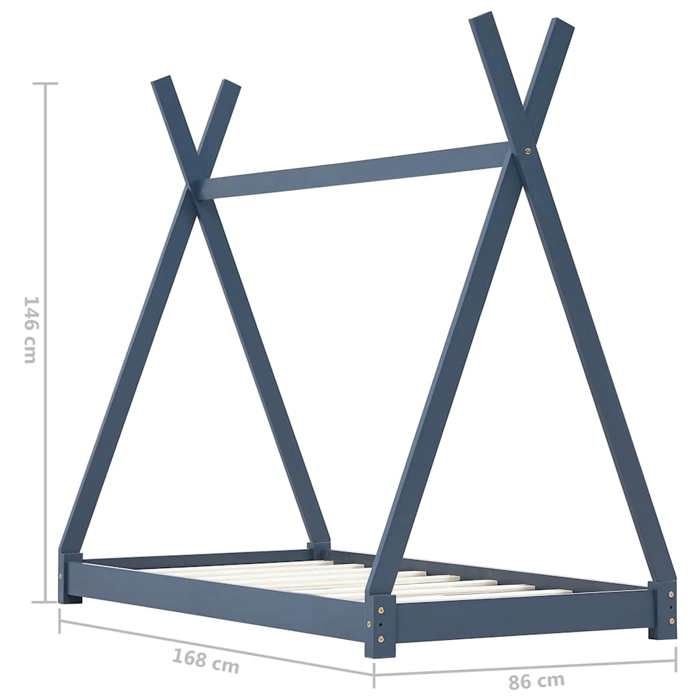 VidaXL Kid's Bed Frames Kid's Cabin Bed Children's Bed Frame House Children's Bedroom Interior Grey 80x160 283362