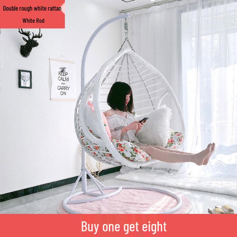 Double Wicker Hanging Basket Chair: Indoor/Outdoor Bird's Nest Swing Chair for Balcony & Leisure