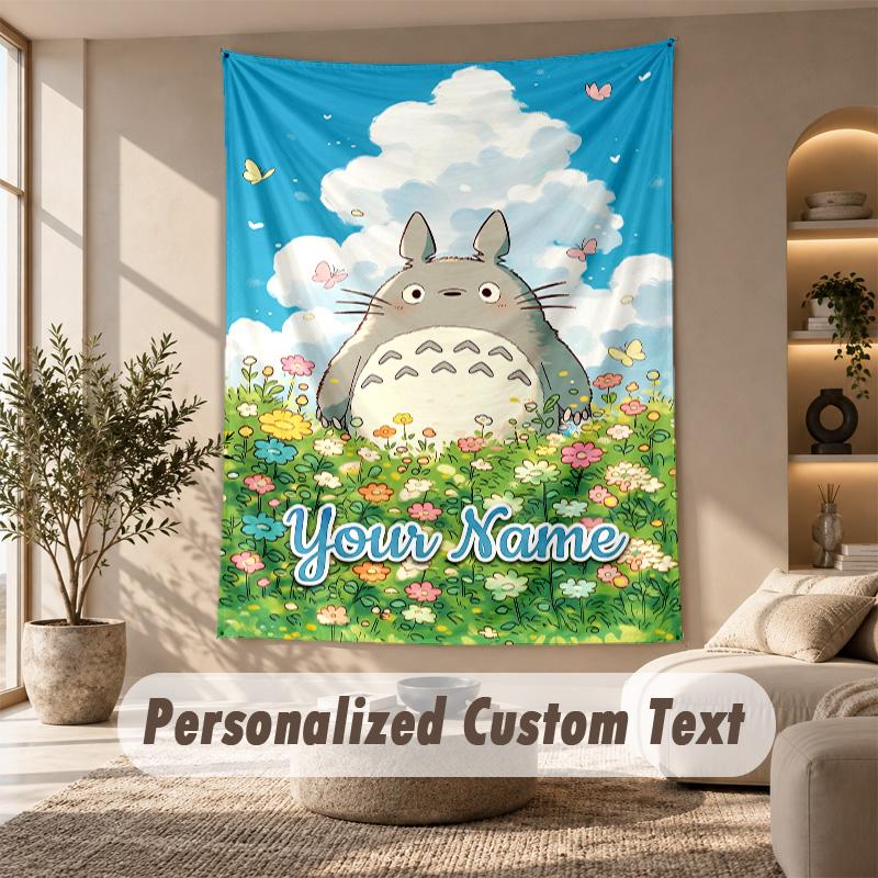 Tapestry Custom Name Text, Wall Hanging Tapestry Home Room DecorMy Neighbor Totoro