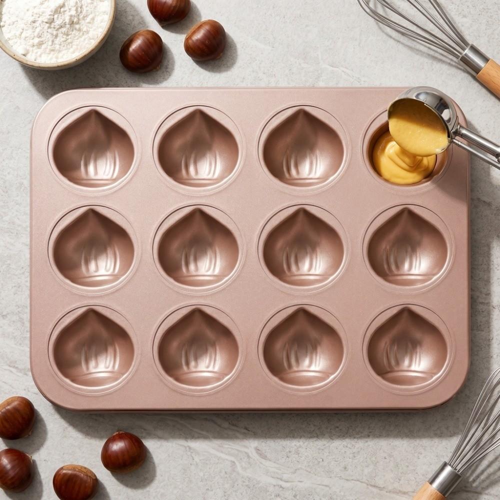 12 Cavity Chestnut Shaped Bakeware Carbon Steel Chocolate Pan  Bakery Catering