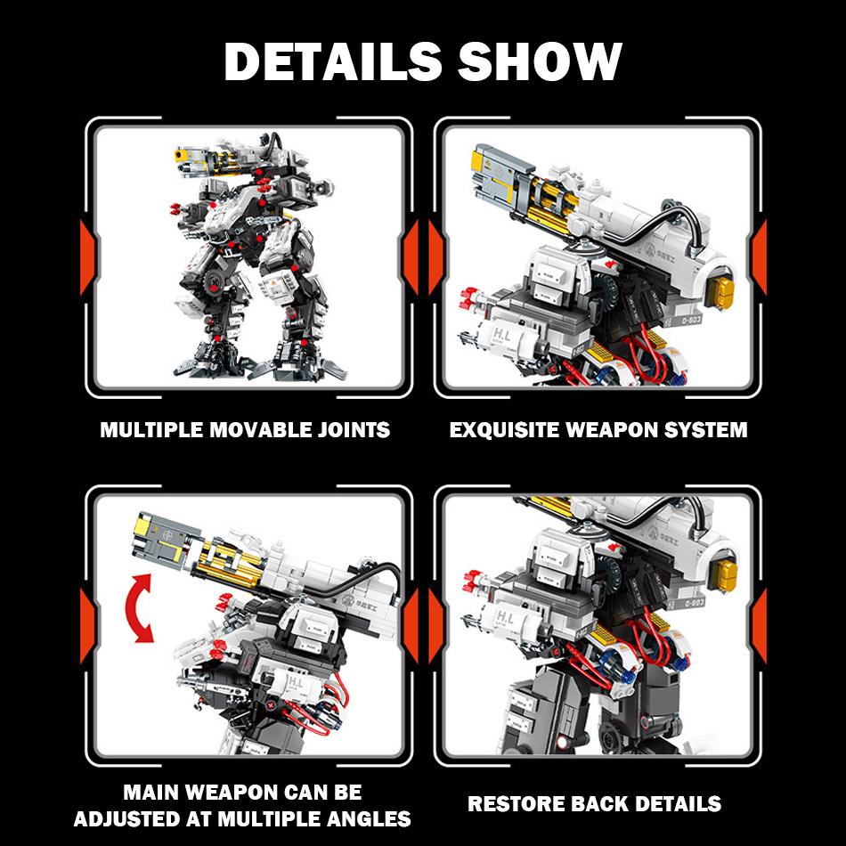 MOC Mechanical Armor White God of Death Building Blocks Wandering Earth Mecha Robot Weapons Assembly Bricks Toys for Kids Gifts