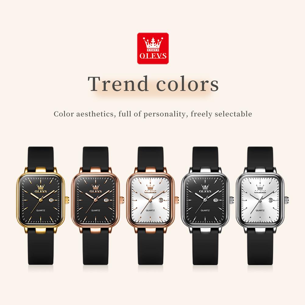 OLEVS Women Watch Fashion Simple Square Quartz Watch Classic Automatic Date Women's Elegant Bracelet Dress Luxury Watch