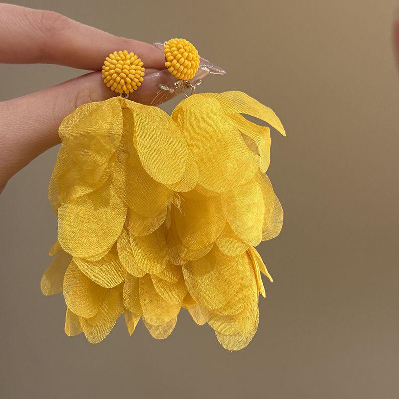 Colorful Dopamine Fabric Beaded Earrings – Women's Studs, Seaside Vacation Style, Ear Clips