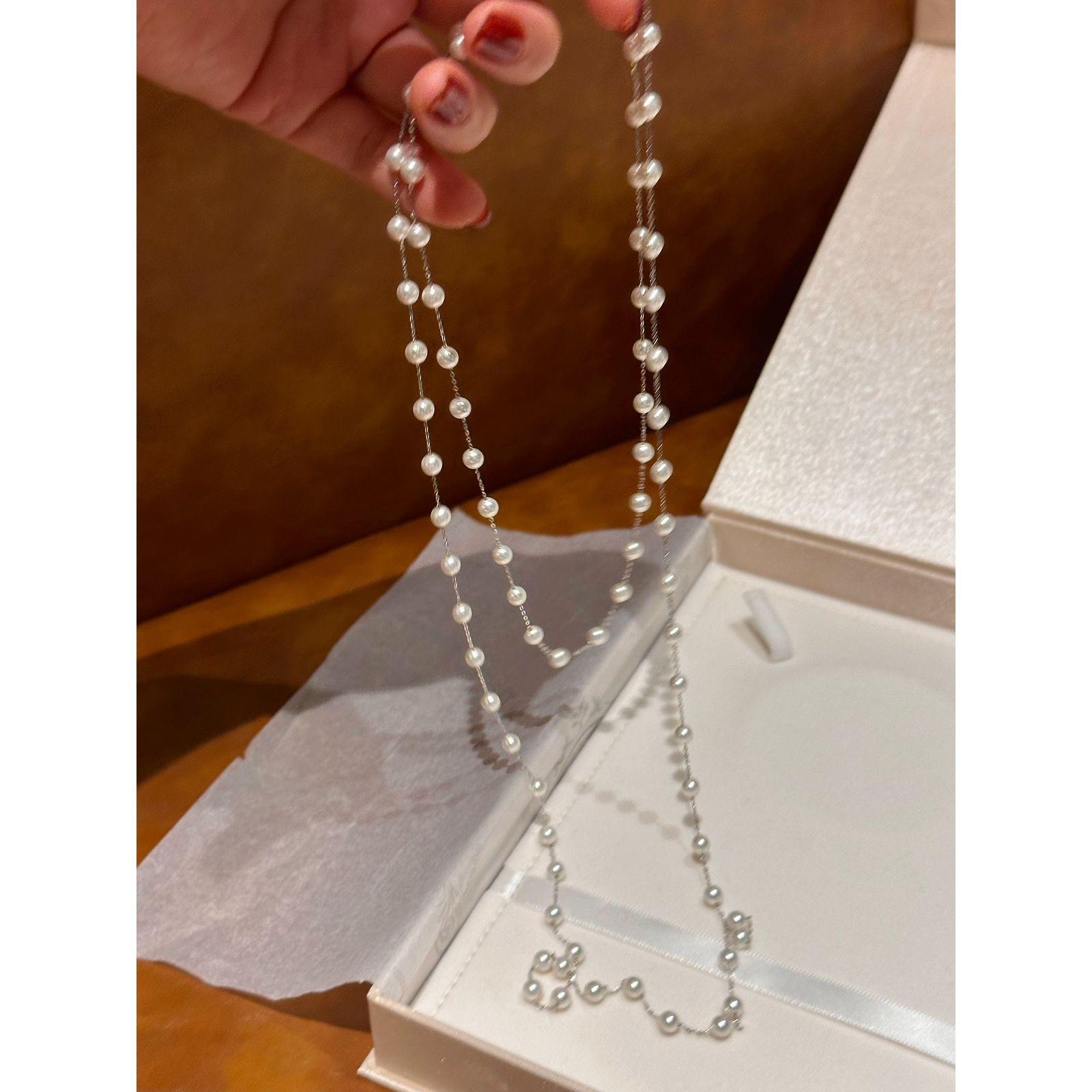 

Ожерелье-цепочка из искусственного жемчуга, новая модная простая цепочка для свитера, нишевое темпераментное ожерелье с высоким чувством, женское