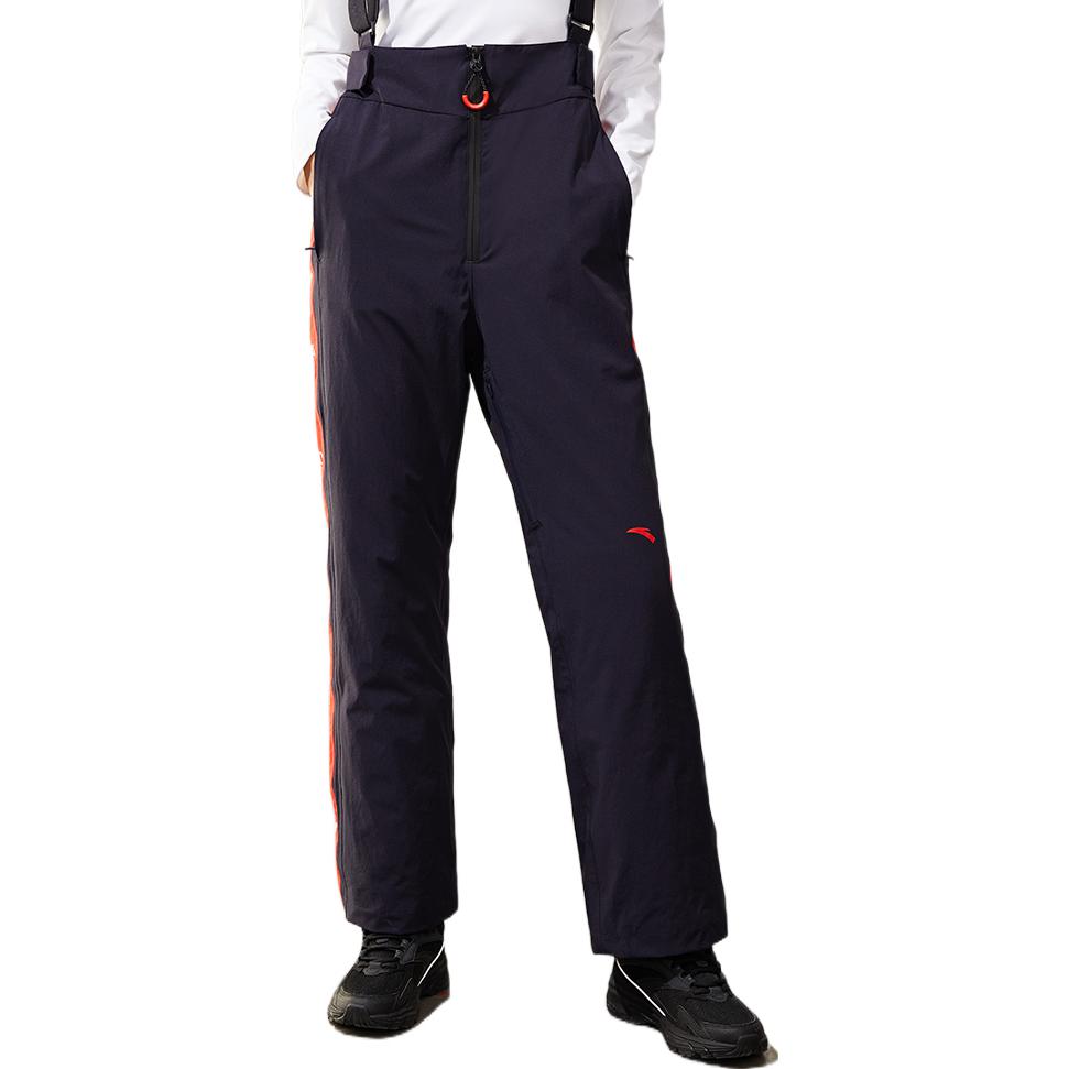 Anta Training Series Logo Letter Print Elastic Straight Ski Pants Women Pants Blue 162247504-1