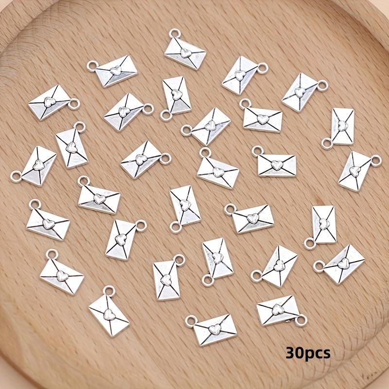 

30 pieces of zinc alloy silver envelope ornaments, DIY jewelry pendant for handmade necklaces and earring accessories 10pcs