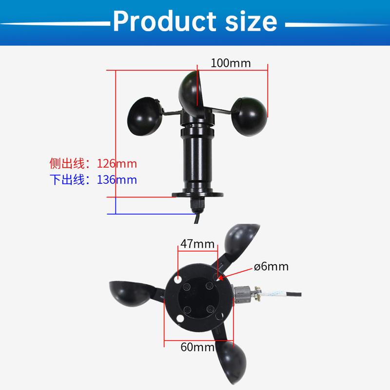 0-30m/s Aluminium Alloy Wind Speed Sensor Weather Station Detector 3 Cup Anemometer Sensors Pulse RS485 Output 4-20mA 0-5V 0-10V