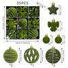 35PCS Flocked Xmas Tree Decor Set Velvet Bows Christmas Ball  Home Holiday Decor