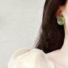 Summer Small Fresh Tea Geometric Circle Stud Earrings Retro Hong Kong Style Versatile Temperament Round Button Earrings Women's Earrings